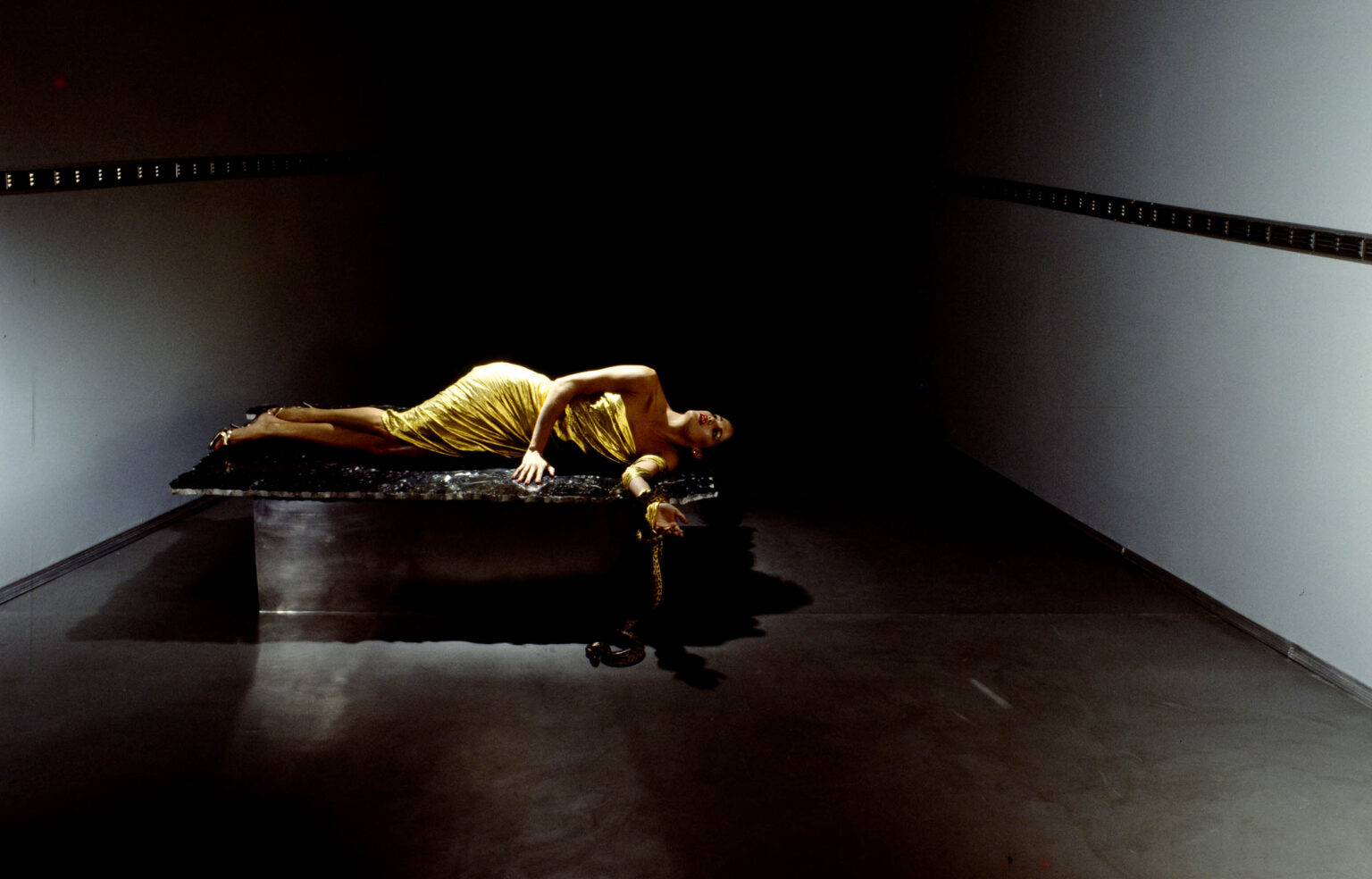 Lady in yellow dress, the set; The Bride Stripped Bare artwork